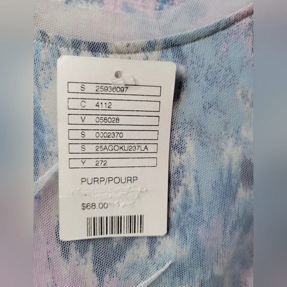 NEW ANTHROPOLOGIE Meadow Rue sz XS Dahlia tie dye print mesh overlay blouse top - Picture 6 of 9